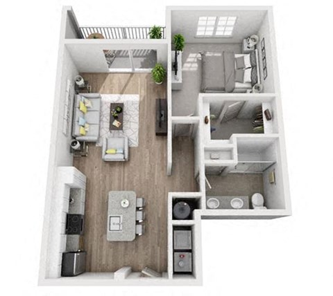 Floor plan for 1 bed, 1 bath, 813 sqft